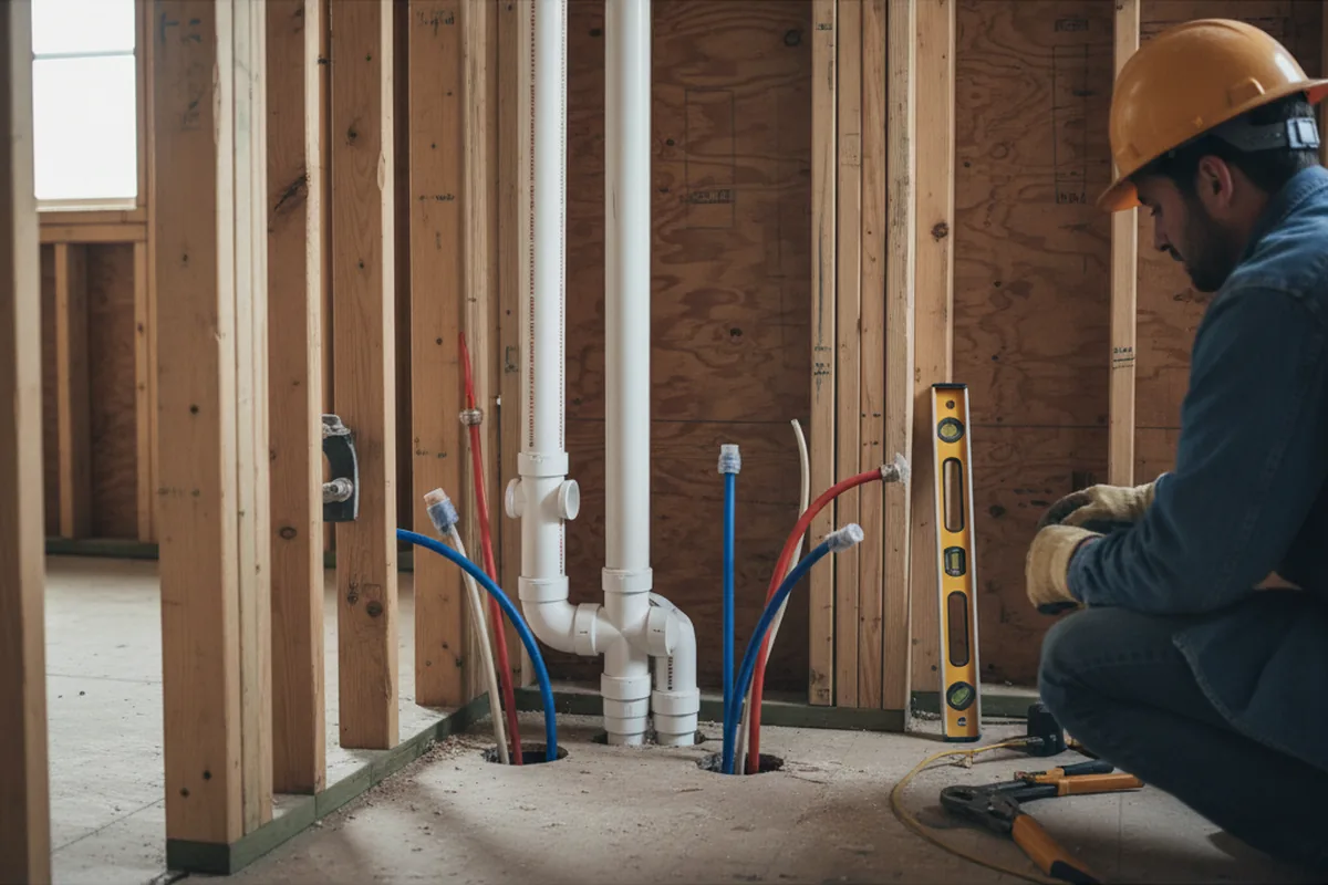 Drain and supply rough-in during Leak Detection in Century